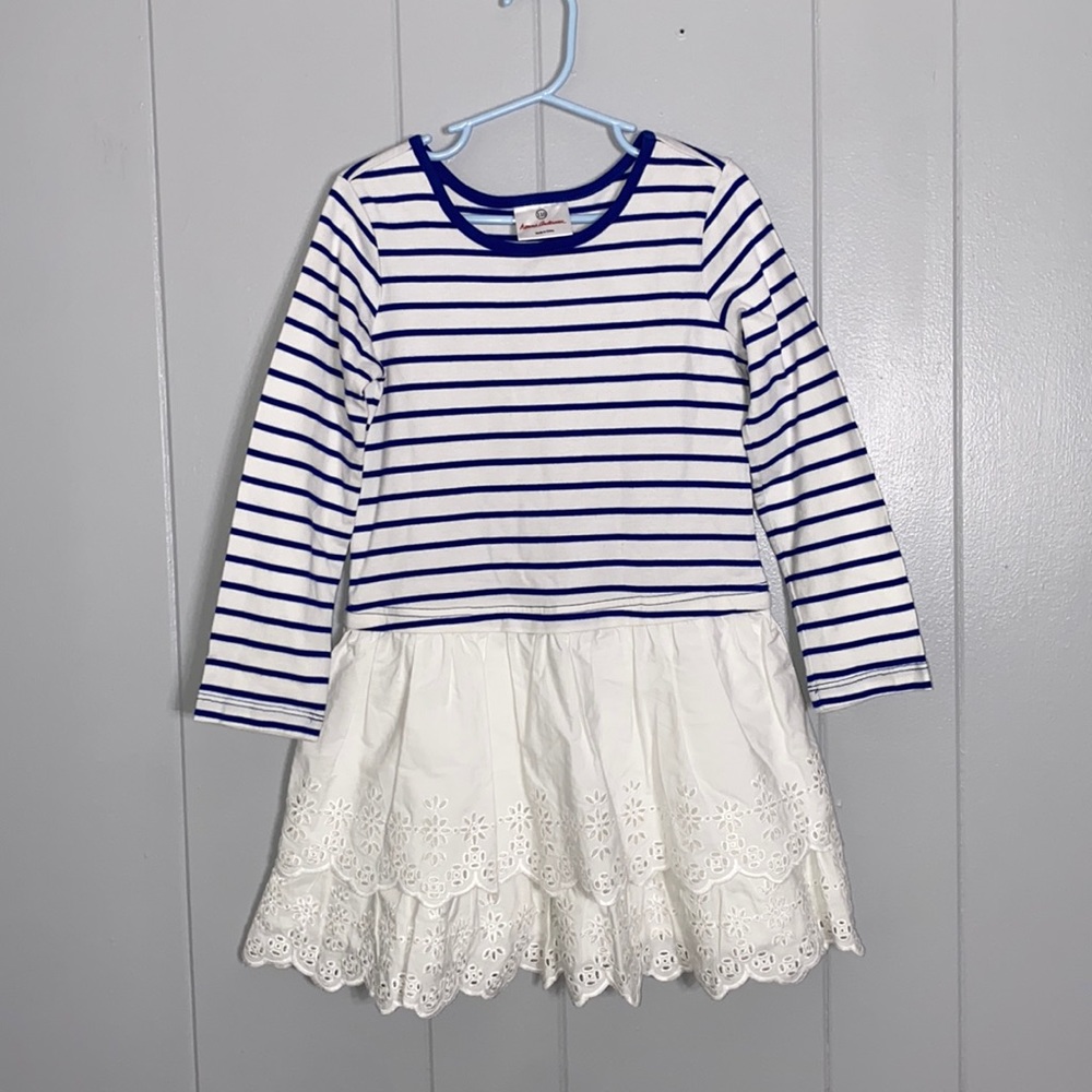 Hanna Andersson Girl’s Summer Spring Long Sleeve White Dress Size 110 (5)
